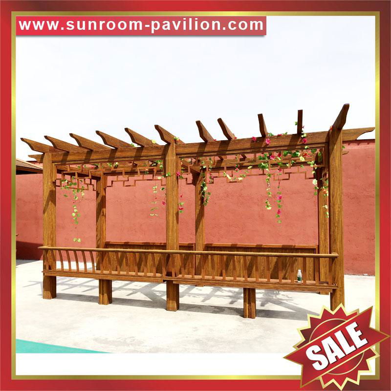 outdoor garden wood look alu aluminum metal shelter gazebo pergola grape trellies kits