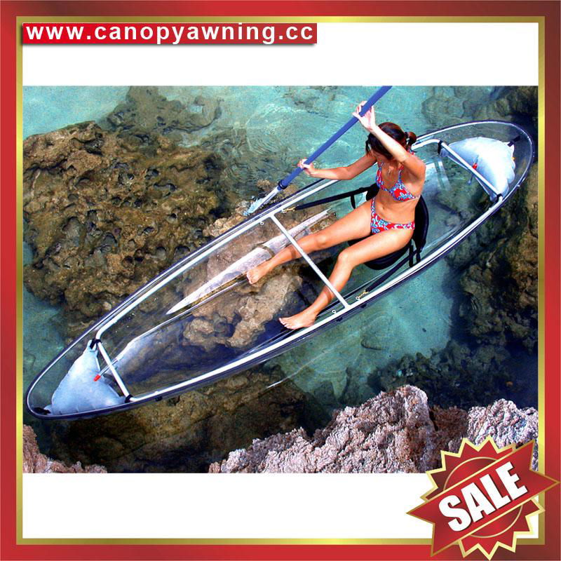 transparent two seats pc polycarbonate sailing sightseeing canoe kayak boat 4