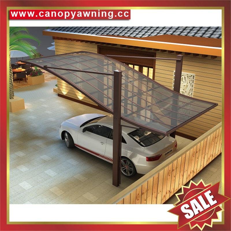 優質耐用別墅花園遮陽擋雨鋁合金鋁制金屬耐力板車棚 5