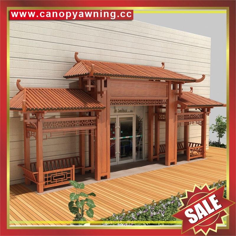 outdoor chinese style wood look alu aluminum metal gazebo pavilion gate canopy canopies