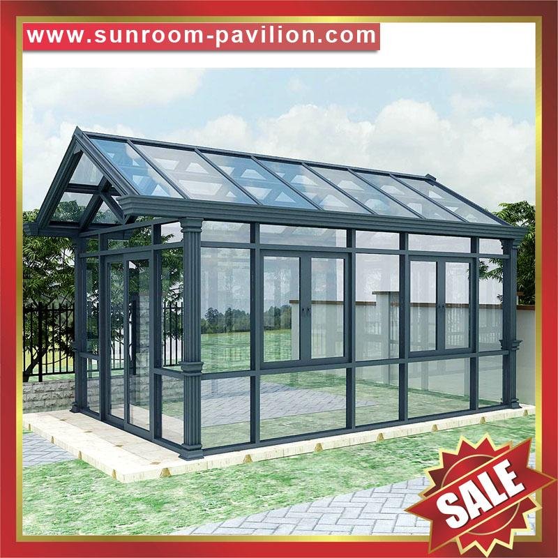 Prefabricated metal alu aluminum alloy glass sun house sunroom gazebo pavilion 3