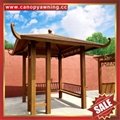 prefab outdoor garden wood look style alu aluminum pavilion gazebo shelter 2