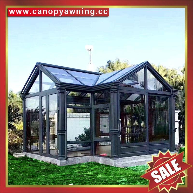 Outdoor garden gazebo patio solar aluminum glass sunroom sun house room cabin 5