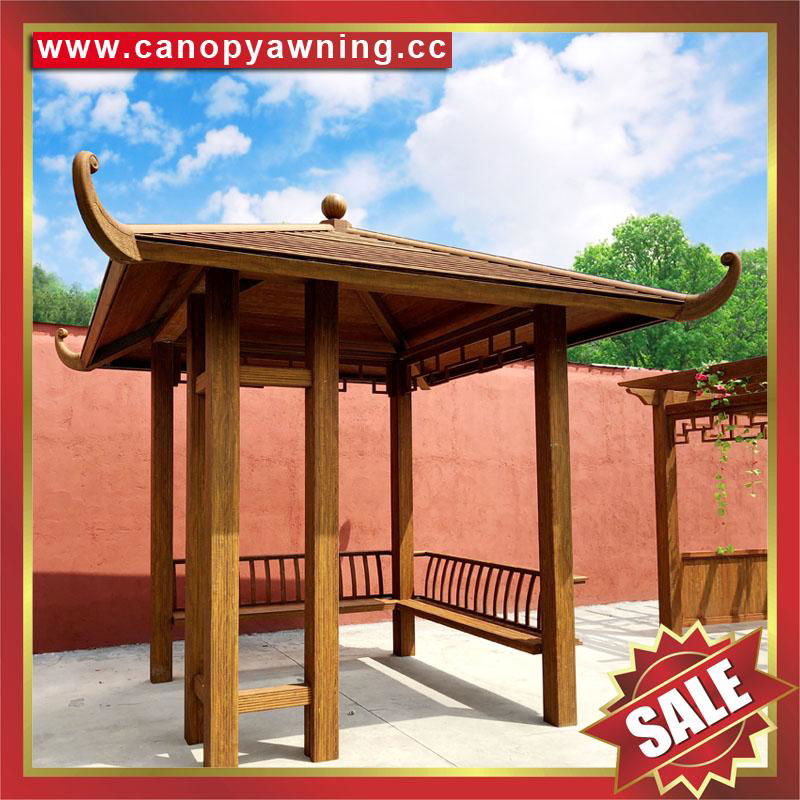 outdoor garden wood look aluminum metal gazebo pavilion pagoda gloriette 3