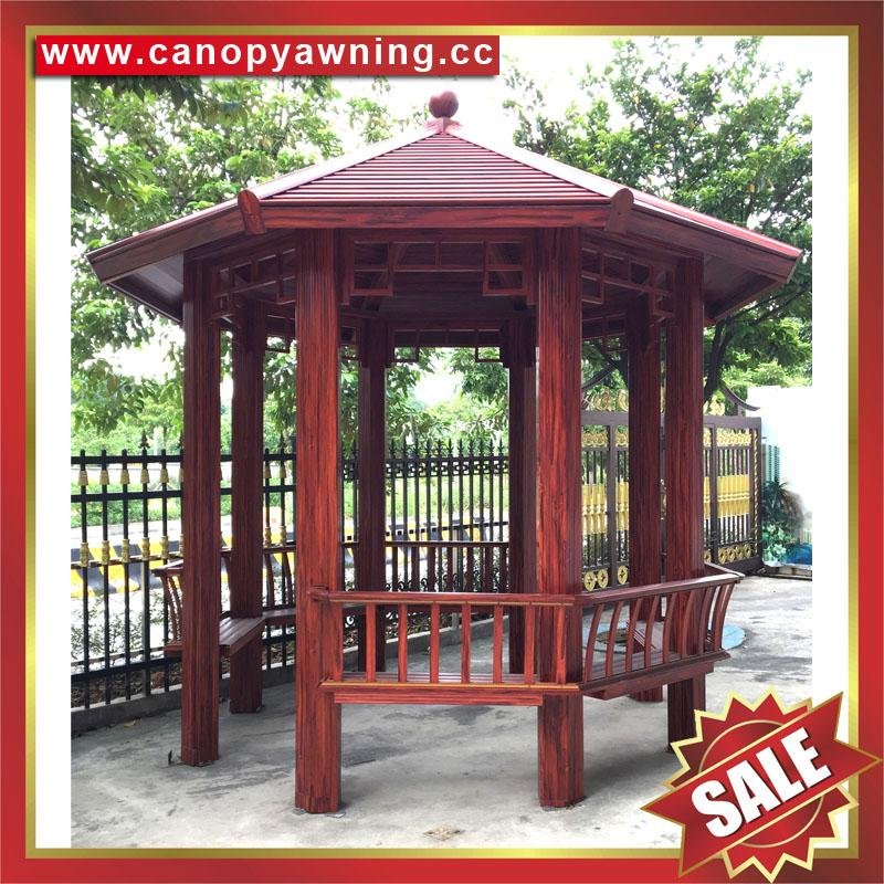 outdoor garden wood look aluminum metal gazebo pavilion pagoda gloriette 4