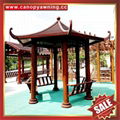 outdoor garden wood look aluminum metal gazebo pavilion pagoda gloriette