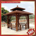 outdoor garden wood look aluminum pavilion canopy awning shelter shed 4