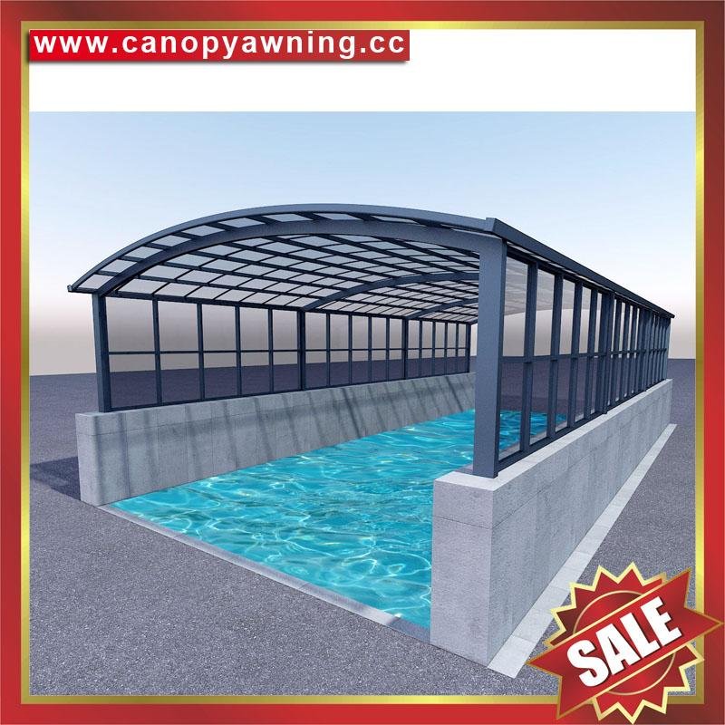 outdoor villa hotel polycarbonate pc alu aluminum pool pond roof shelter canopy 2