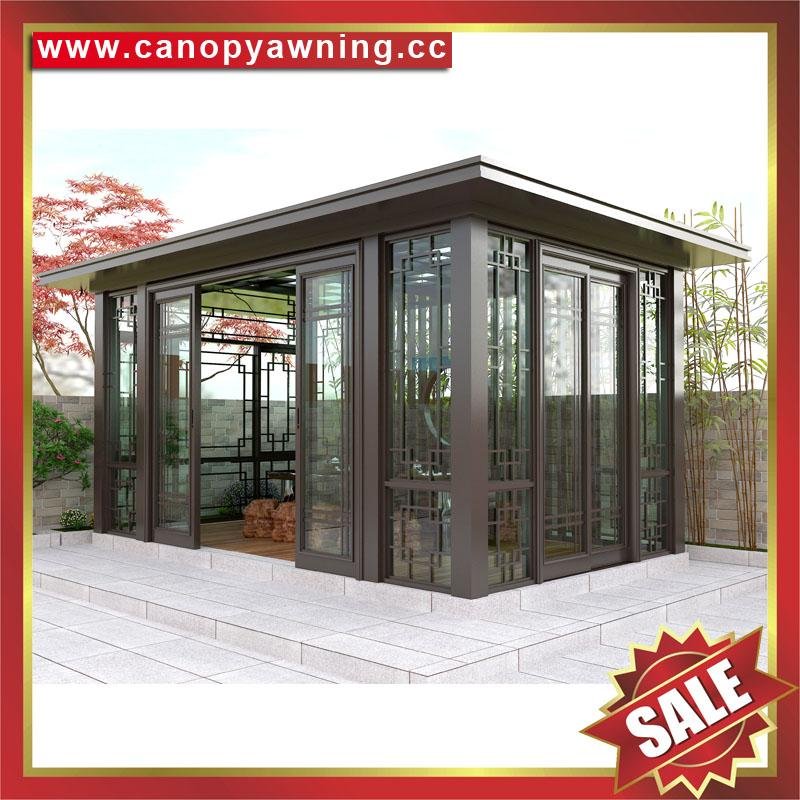 Prefabricated metal alu aluminum alloy glass sun house sunroom gazebo pavilion