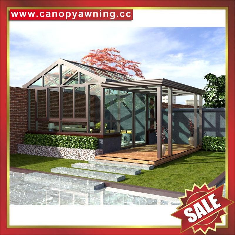 Prefabricated metal alu aluminum alloy glass sun house sunroom gazebo pavilion 4