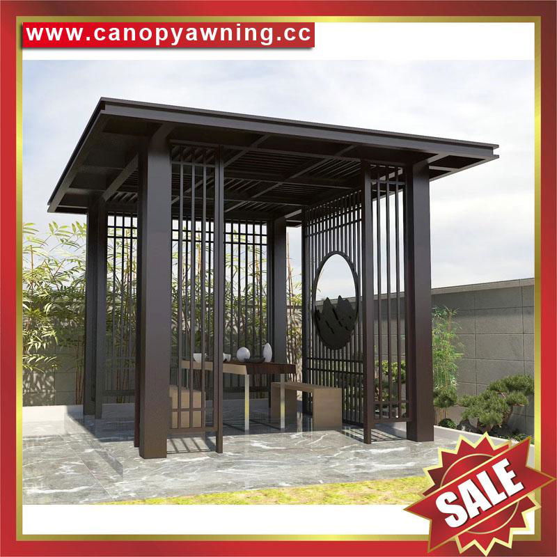 Prefabricated public archaistic aluminum alloy pavilion gazebo canopy awning 3