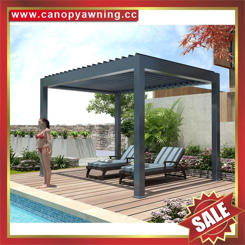 villa Aluminium alu motorized Louver pergola gazebo pavilion shelter canopy 2