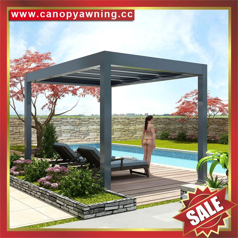 villa Aluminium alu motorized Louver pergola gazebo pavilion shelter canopy 5