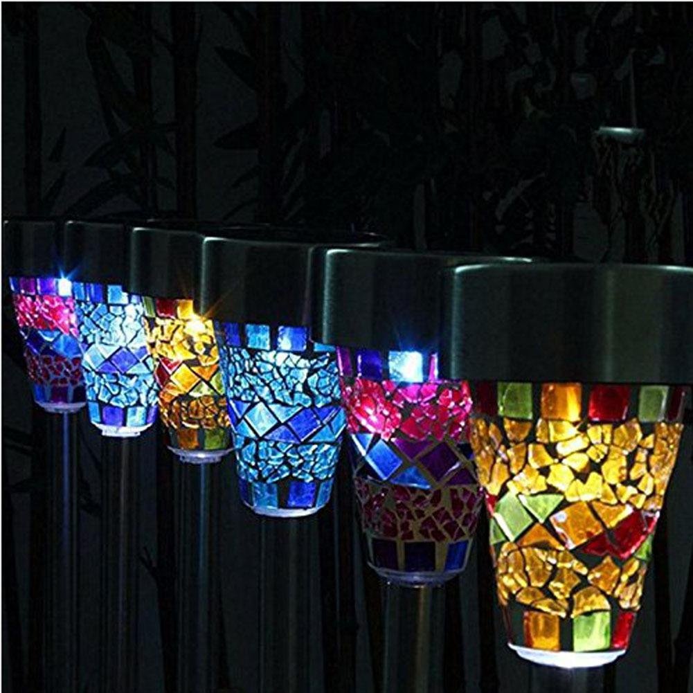 Wholesale Colorful Mosaic Outdoor Decoration Stainless Steel Solar Garden Light