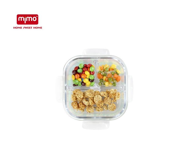 Borosilicate Glass Food Container with Air Vent Lid 3 Compartments  2