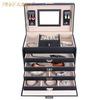 Ladylike Black Lckable Jewelry Packing Box Cosmetic Container With Mirror