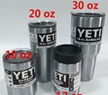 For Sale TWO (2) YETI RAMBLER 30 OZ TUMBLER MUG STAINLESS STEEL CUP WITH LIDS BR 2