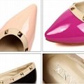 2018 High Quality Genuine Leather Pointed Toe Rivets Women Low Heels Shoes Candy 4