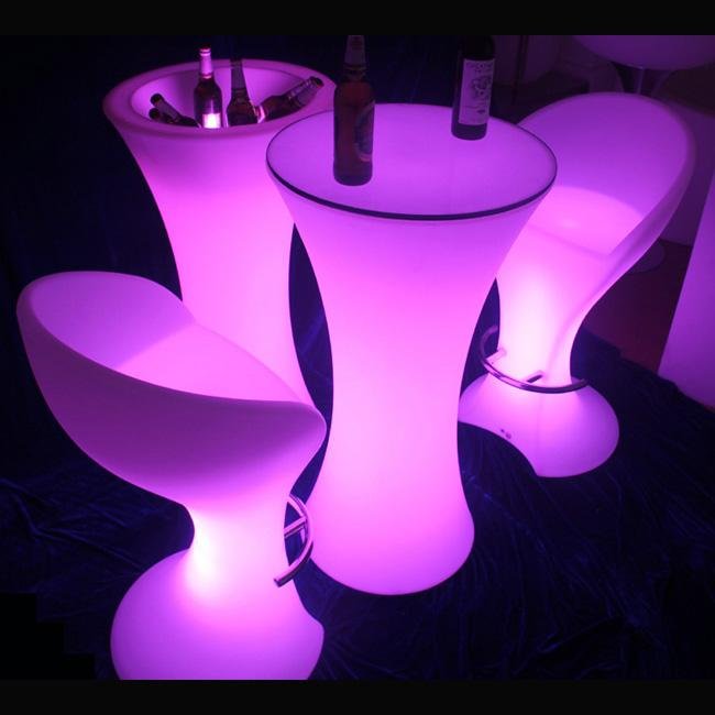 Plastic beach stool illuminated furniture LED bar chair 4