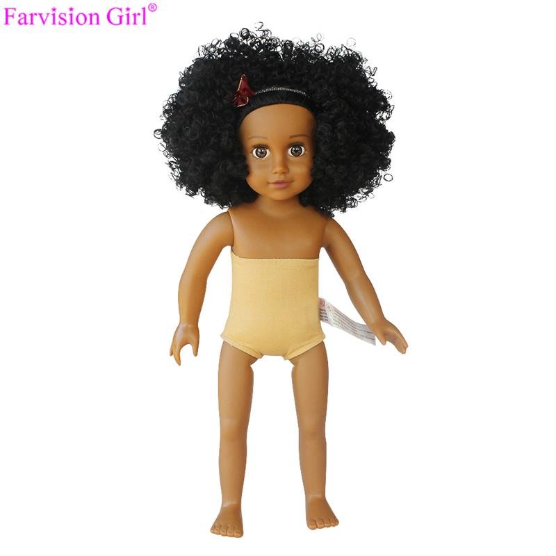 Fashion cloth blcak vinyl doll 18 inch girl half cloth body soft toy new