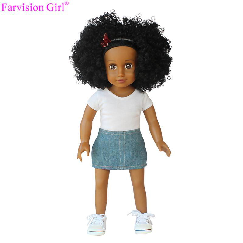 Fashion cloth blcak vinyl doll 18 inch girl half cloth body soft toy new 4