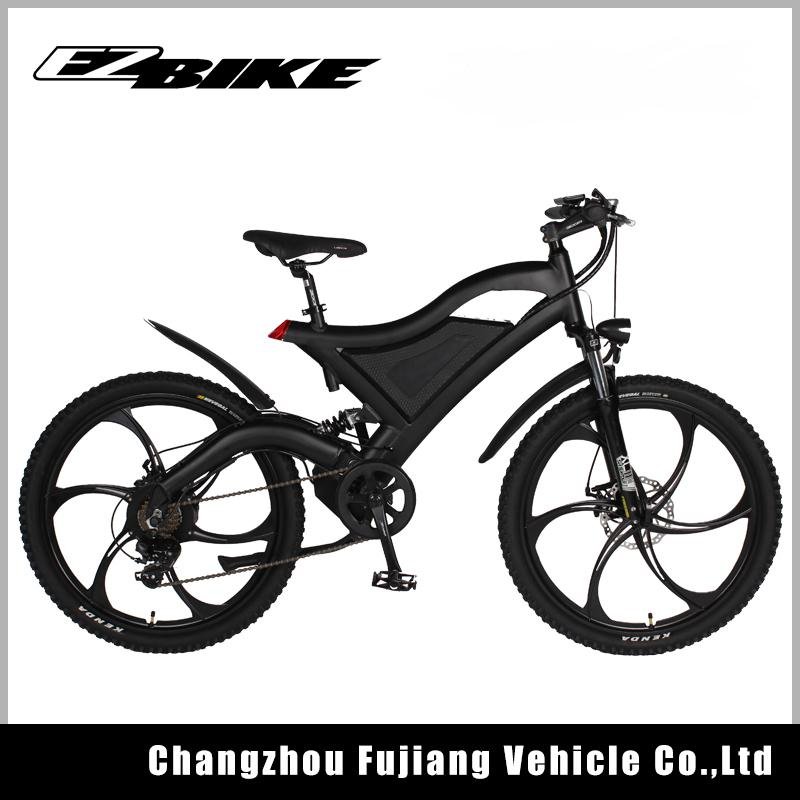 Electric mountain bike with mountain bike frame full suspension