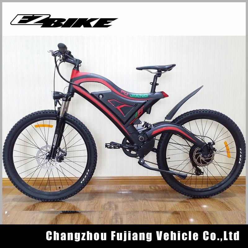 Electric mountain bike with mountain bike frame full suspension 3