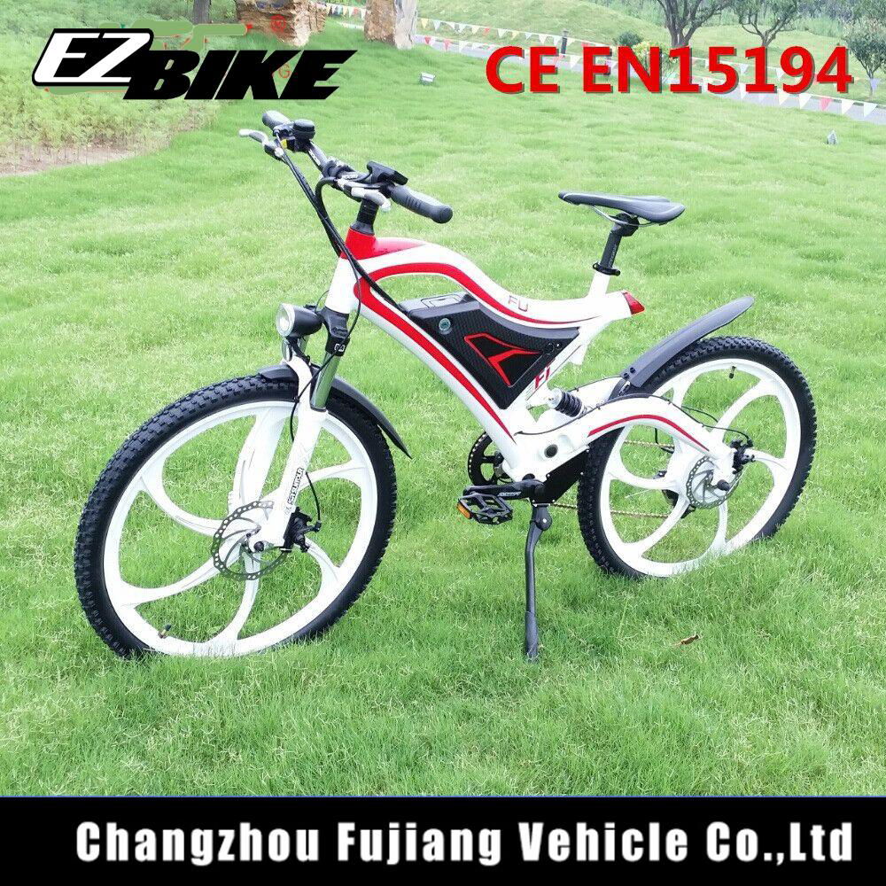 Electric mountain bike with mountain bike frame full suspension 4