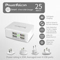 PowerFalcon 25W 5V 4 USB Ports Smart Charger with 4 Interchangable AC Plugs 1