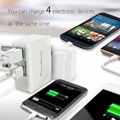 PowerFalcon 25W 5V 4 USB Ports Smart Charger with 4 Interchangable AC Plugs 2