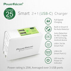 PowerFalcon Type-C +2口 USB-A多口折疊USB充電器