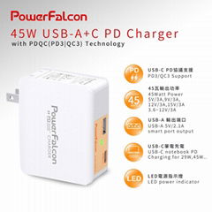 PowerFalcon 45W PD 雙口(USBC USBA) 可折疊充電器