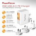 PowerFalcon 45W PD 双口(USB-C + USB-A) 可换头旅行充电器