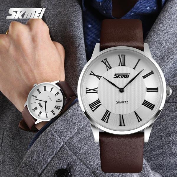 Leather Analog quartz Watch Fashion Casual Simple Design Wristwatch 2