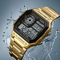 Cool men's dual time analog digital watch with square dail 