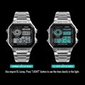 Cool men's dual time analog digital watch with square dail  3