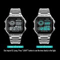 Cool men's dual time analog digital watch with square dail 