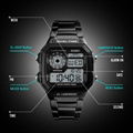 Cool men's dual time analog digital watch with square dail 