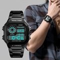 Cool men's dual time analog digital watch with square dail  5