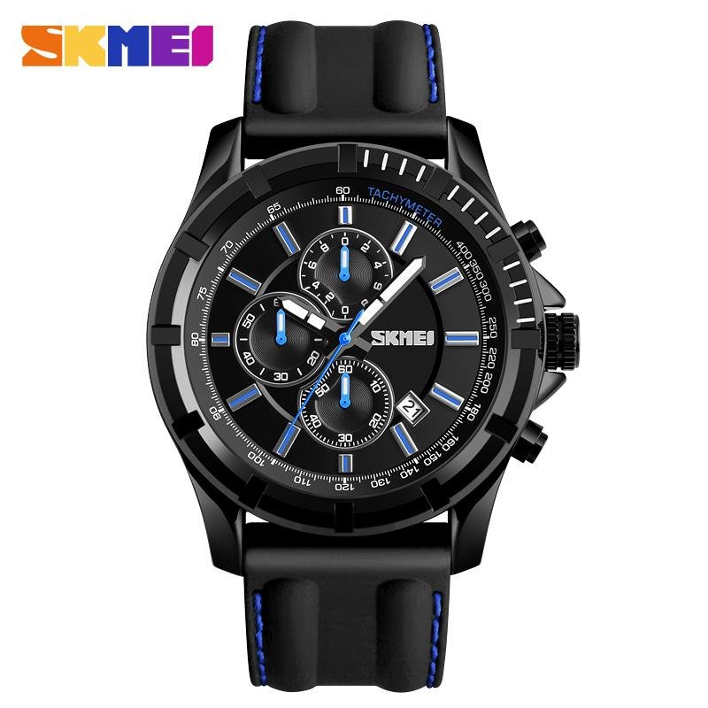 Men's Quartz and Analog Watch silica gel Band Sports Wrist Watch black strap 2
