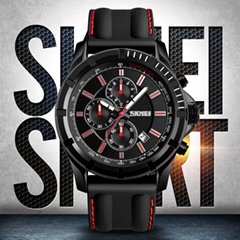 Men's Quartz and Analog Watch silica gel Band Sports Wrist Watch black strap