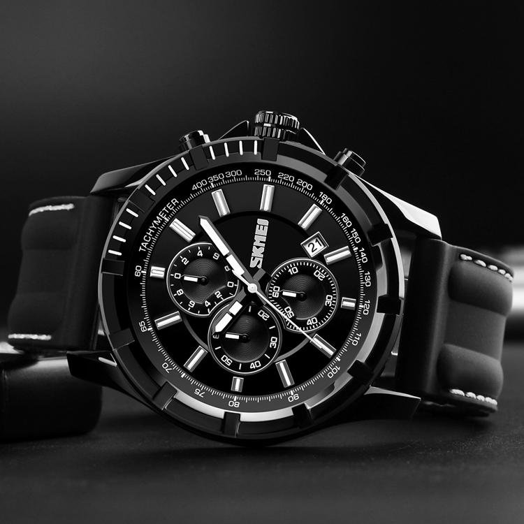Men's Quartz and Analog Watch silica gel Band Sports Wrist Watch black strap 3