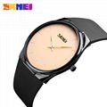 Classic simple design quartz watch zinc alloy case PU band with 30 ATM blue