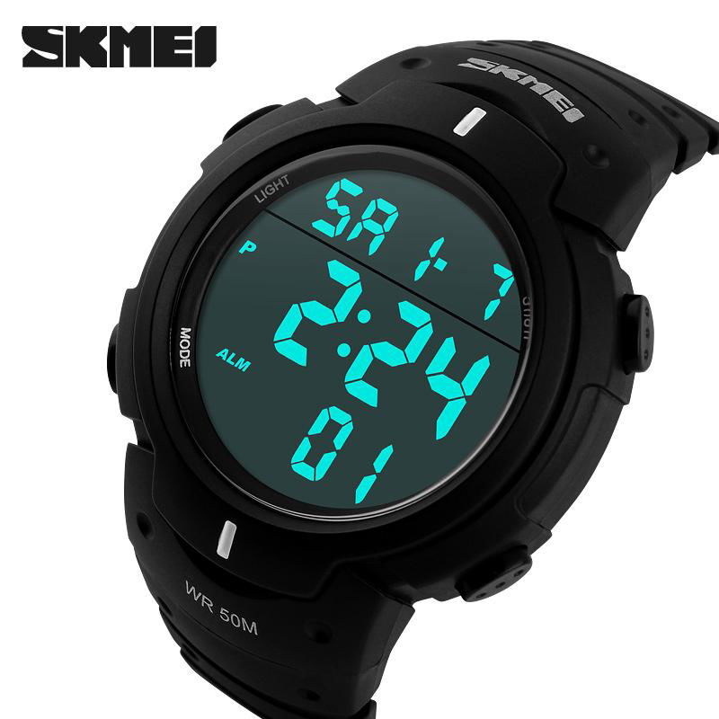 Outdoor dress digital watches 5ATM with Taiwan chip and imported EL lighting PU  4