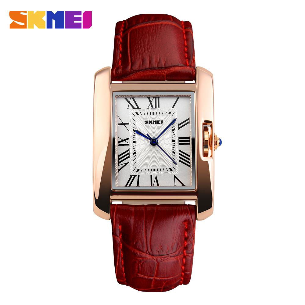 Red color wrist watch women with zinc alloy case leather band japan mov't quartz