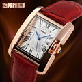 Red color wrist watch women with zinc alloy case leather band japan mov't quartz 3