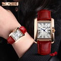 Red color wrist watch women with zinc alloy case leather band japan mov't quartz 4