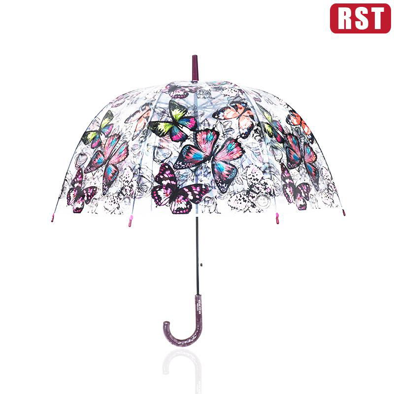 RST amazon best sellers 23inch 8ribs POE umbrella transparent butterfly transpar 2