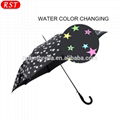 RST new style auto open colorful star design change color when wet umbrella 1