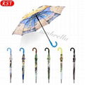 RST new fashion portable raining umbrella straight umbrella heat transfer printi